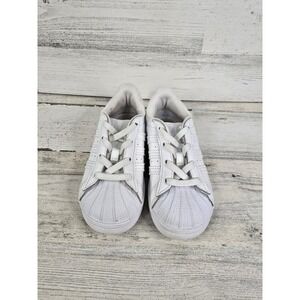 Size 8K - Adidas Superstar Toddler‎ Shoes Ortholite WHITE EUC